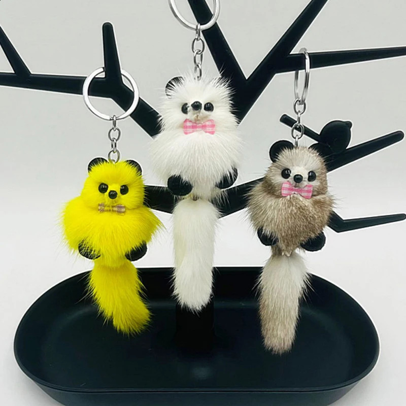 Personality Plush Raccoon Key Ring Soft Fox Doll Keychain Fashion Bag Pendant Simple Cute Charm 240828