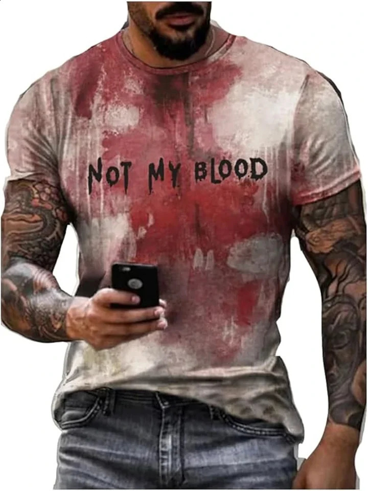 Summer fashion casual horror Halloween mens T-shirt trend personalized 3D printed round neck Halloween party T-shirt top 240829