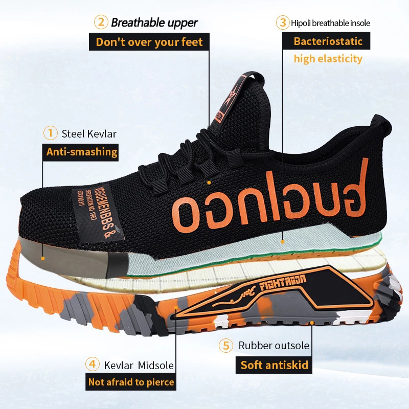2025 new Sports Fashion Work Boots Puncture-Proof Safety Men Steel Toe Security Protective Shoes Indestructible 2977