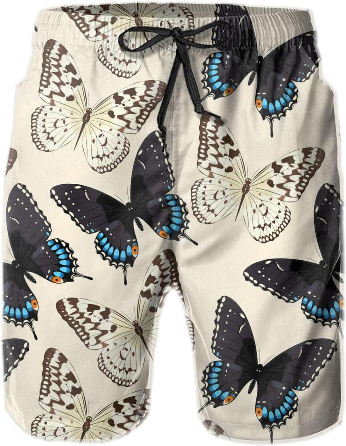 Mens Shorts 3D Printing Pattern Fabulous Butterfly Swim Trunks Quick Dry Beach Pants For Men Casual Board Swimwear