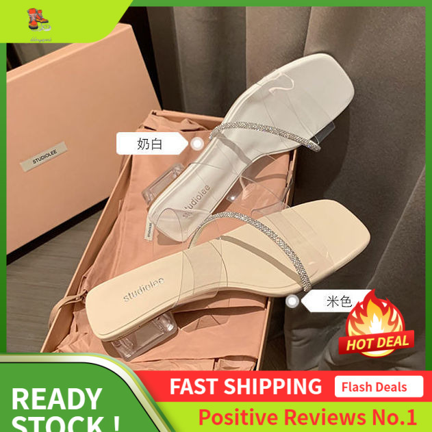 Ddmysports Grape Mom Studiolee Summer New Diamond Belt Transparent Face Square Ead Display Leg Length Crystal Thick Eel Cool Slippers For Women OUTDOO