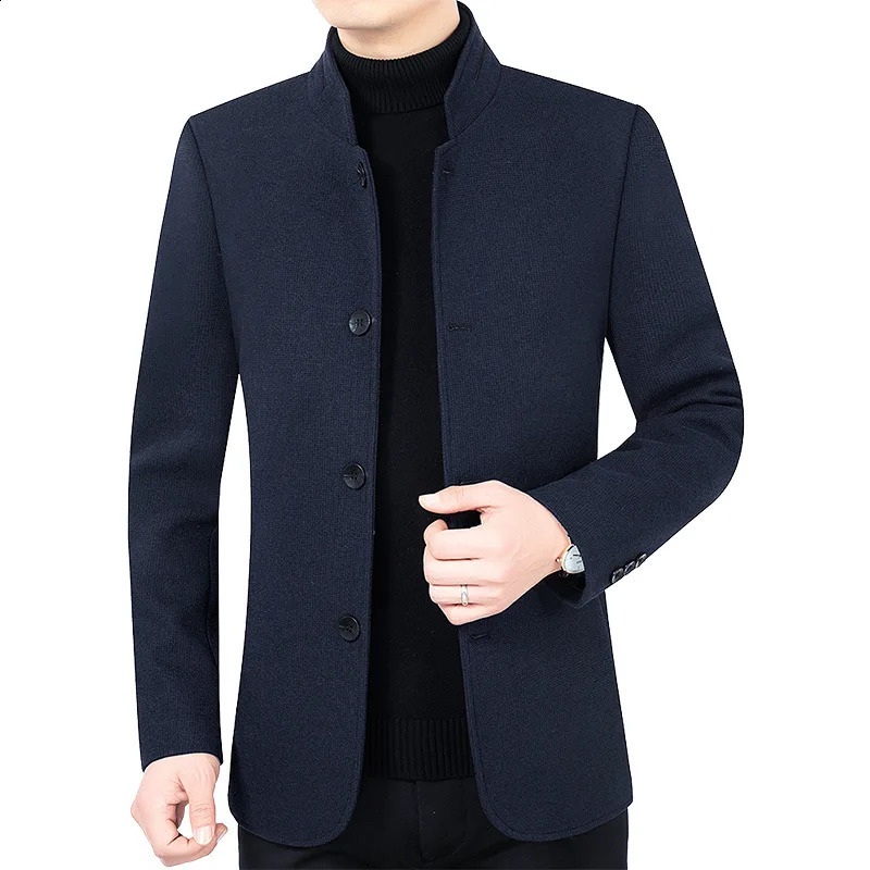mens business casual wool jacket set Coats wool blend mens autumn slim fit jacket Coats mens clothing 240829