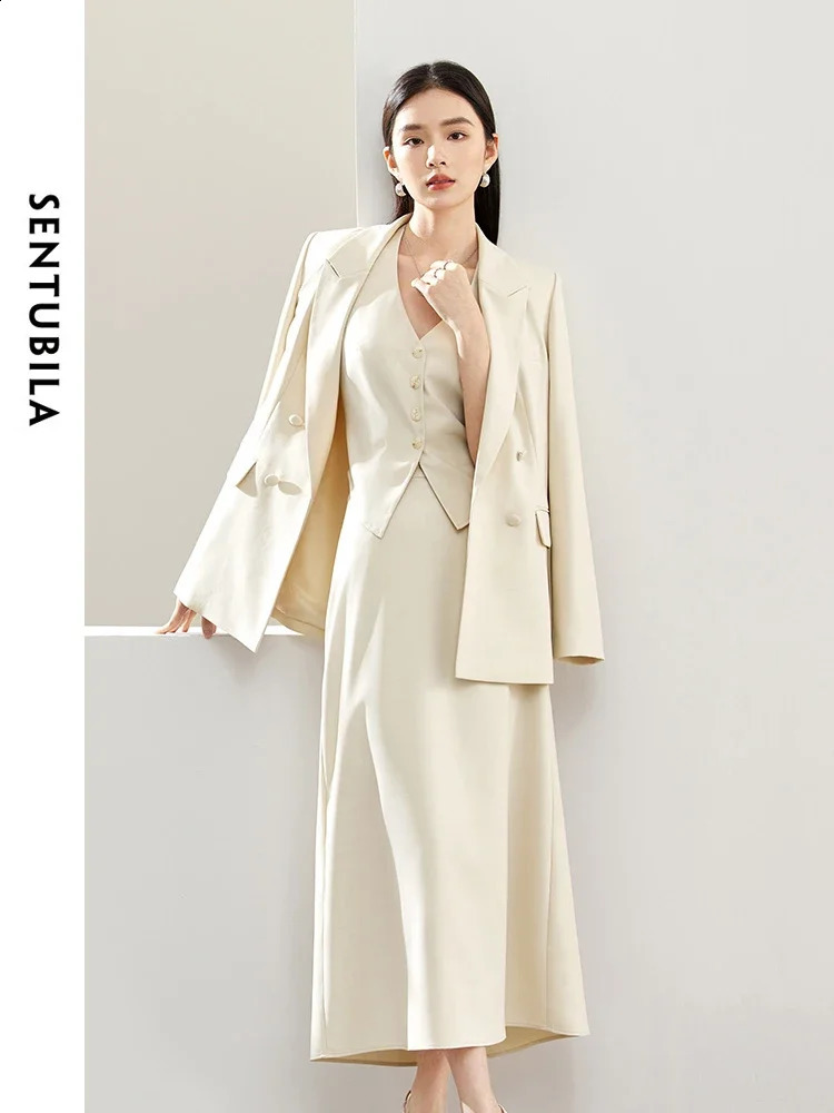 SENTUBILA Piece Sports Jacket Set For Womens Office Wear Autumn Elegant Waist Maxi Suit Z