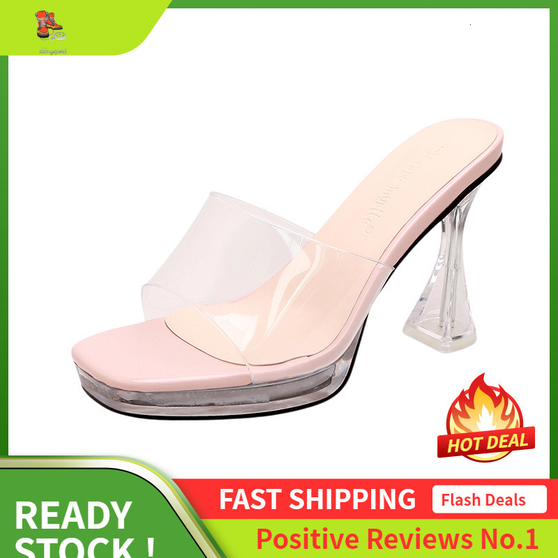 Ddmysports Summer New Waterproof Platform Transparent Women S Strap Ultra Igh Crystal Thick Eels Cool Slippers OUTDOOR