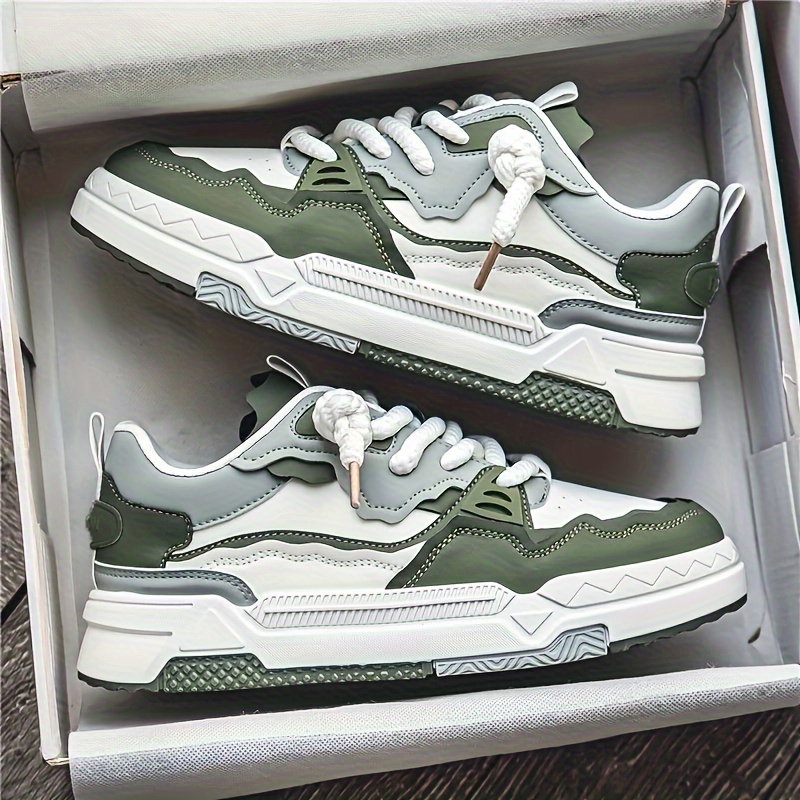 Men's Trendy Colour Block Street Style Low Top Skate Shoes, Comfy Non Slip Casual Sneakers For Men's Outdoor Activities