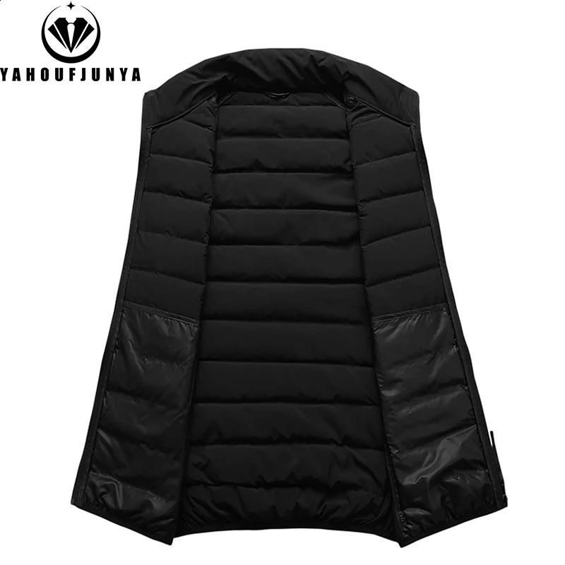 Autumn mens wool warm solid light standing collar down vest winter sleeveless outdoor leisure windproof zipper coat 240828