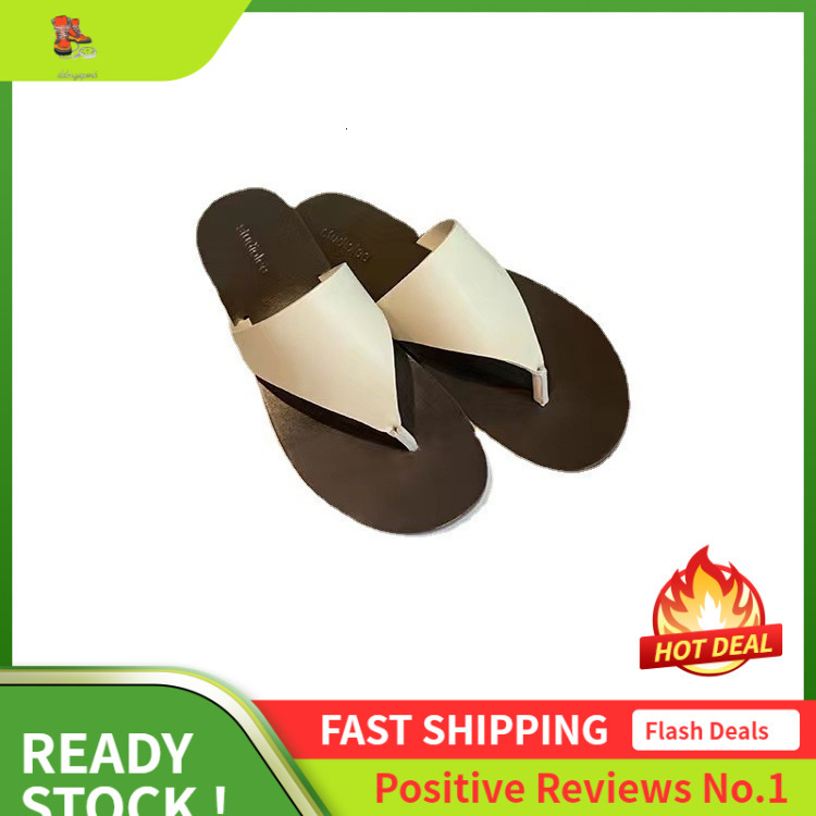 Ddmysports Spring Summer Round Ead Simple Triangle Pinch Toe Flat Bottom For Beach Vacation Genuine Leather Comfortable Women S Slippers OUTDOOR