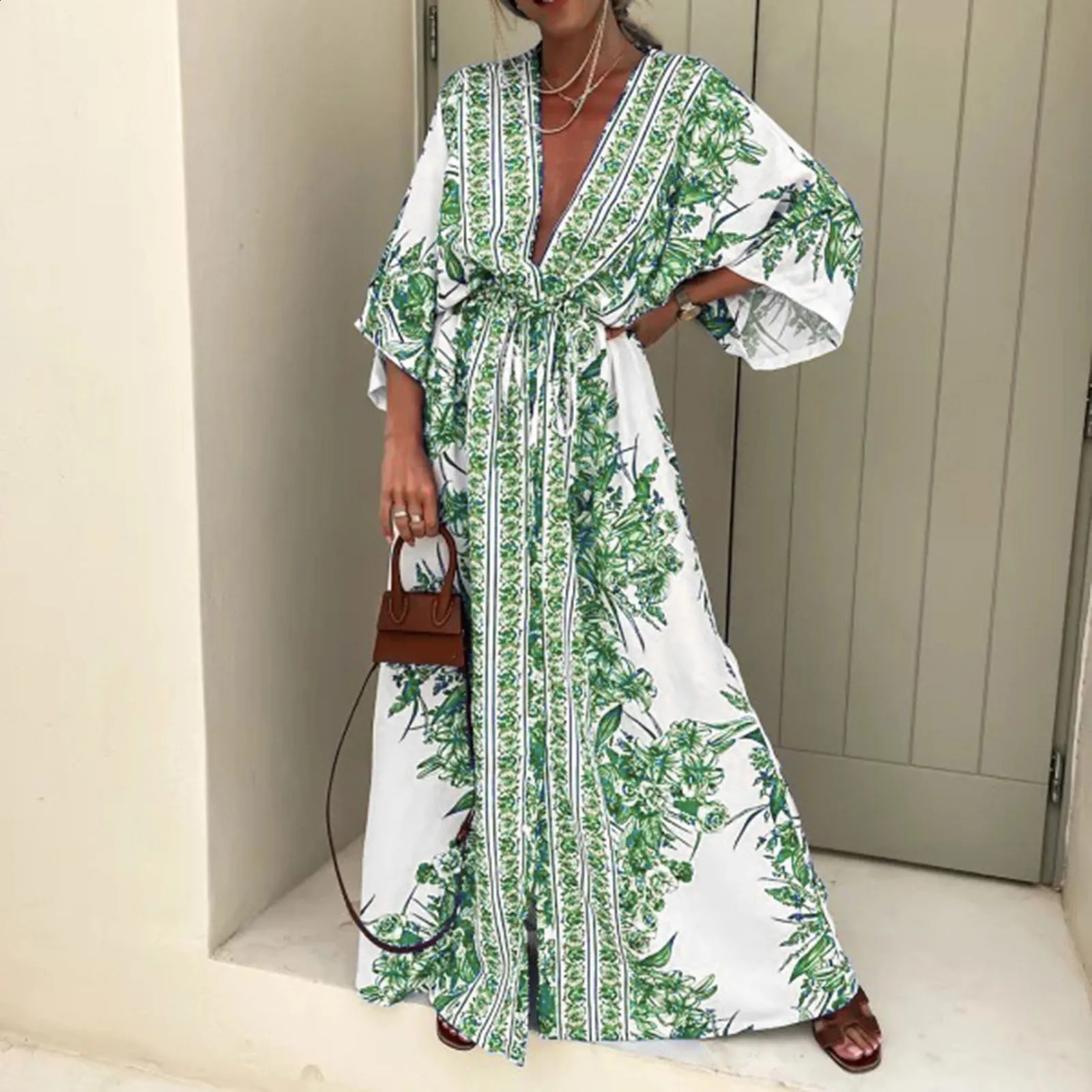 Womens Wedding Dress Guests Bohemian Printed Half Sleeve Fashion Japanese Kimono Retro Clothing 240829