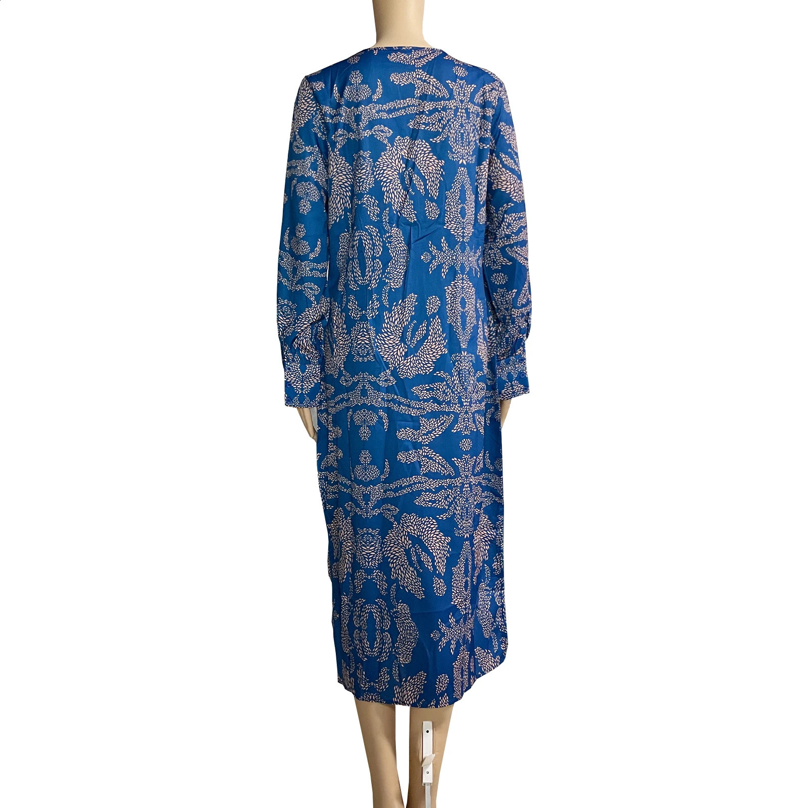 Elegant Street Clothing Printed Womens Fashion Ultra Thin Midi Retro Vneck Long Sleeve Spring Summer Dress 240828