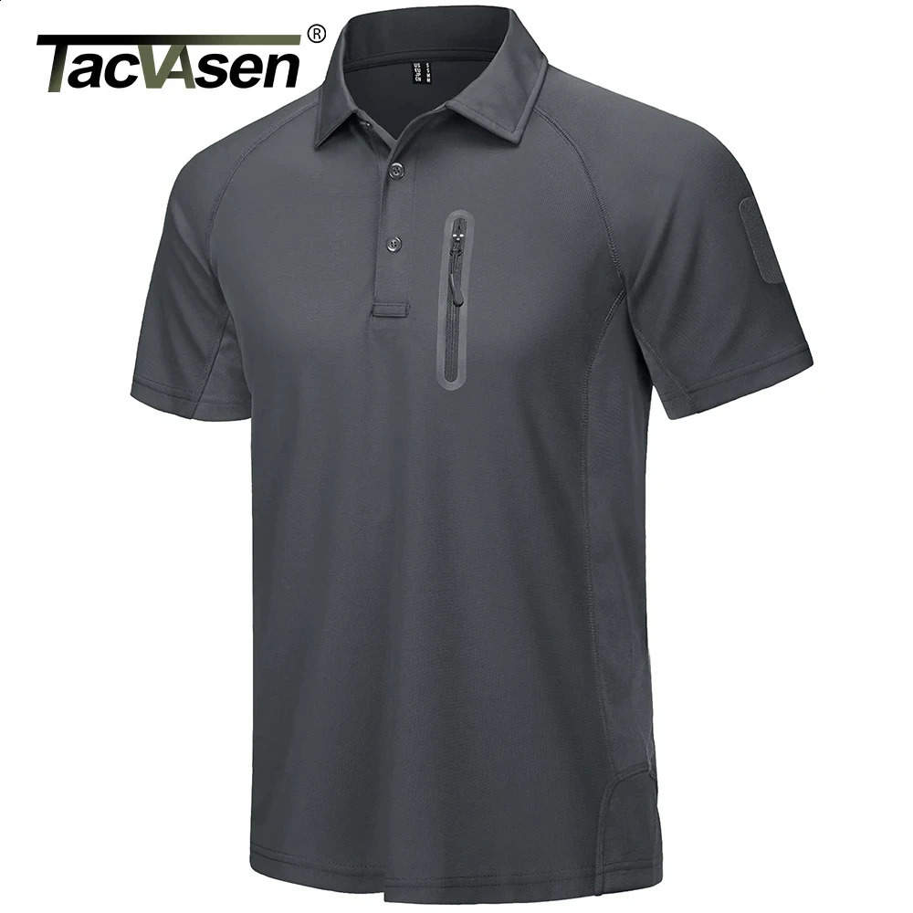 TACVASEN Summer Quick drying Tshirt with Zipper Pocket Mens Short sleeved Golf Outdoor Fishing and Hiking Top 240828