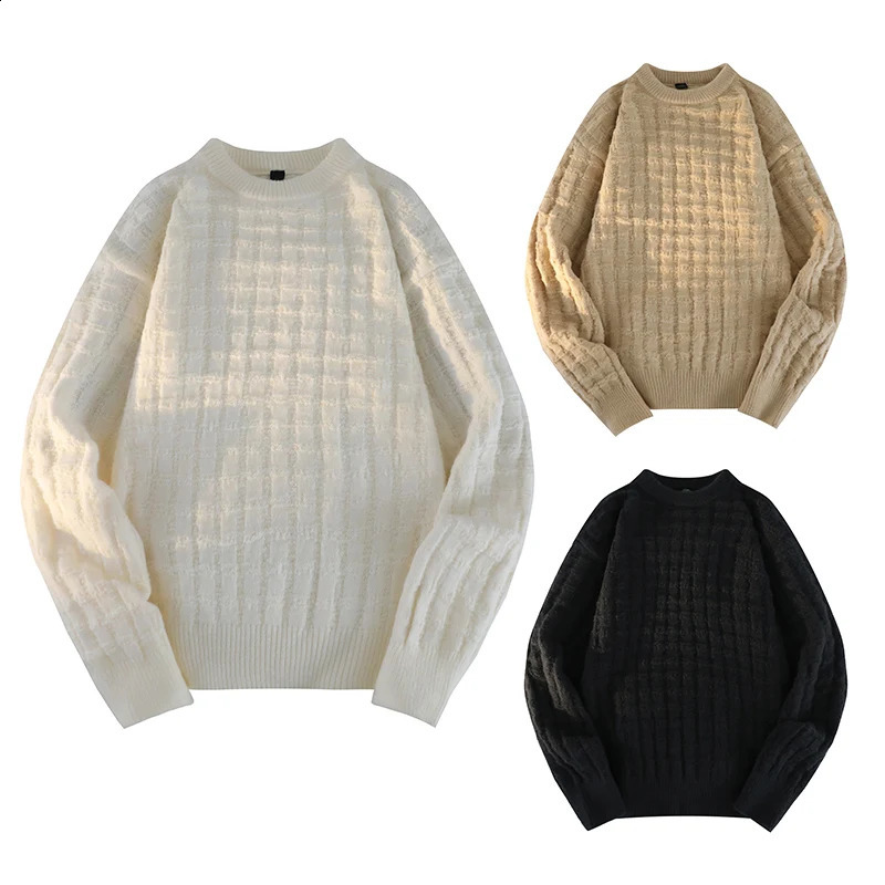 autumn Pullover mens sweater O-neck knitted long sleeved warm and slim fit sweater mens casual fashion sweater mens clothing 240829