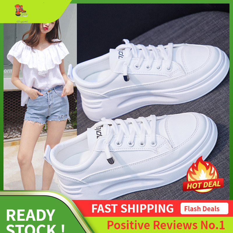 Ddmysports White For Women Spring New Breathable Student Korean Version Height Increasing Sponge Cake Casual D Board Shoes OUTDOOR
