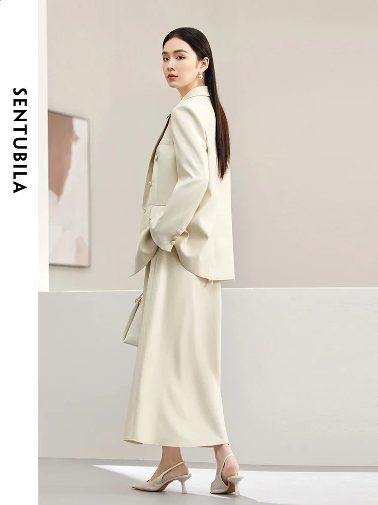 SENTUBILA Piece Sports Jacket Set For Womens Office Wear Autumn Elegant Waist Maxi Suit Z