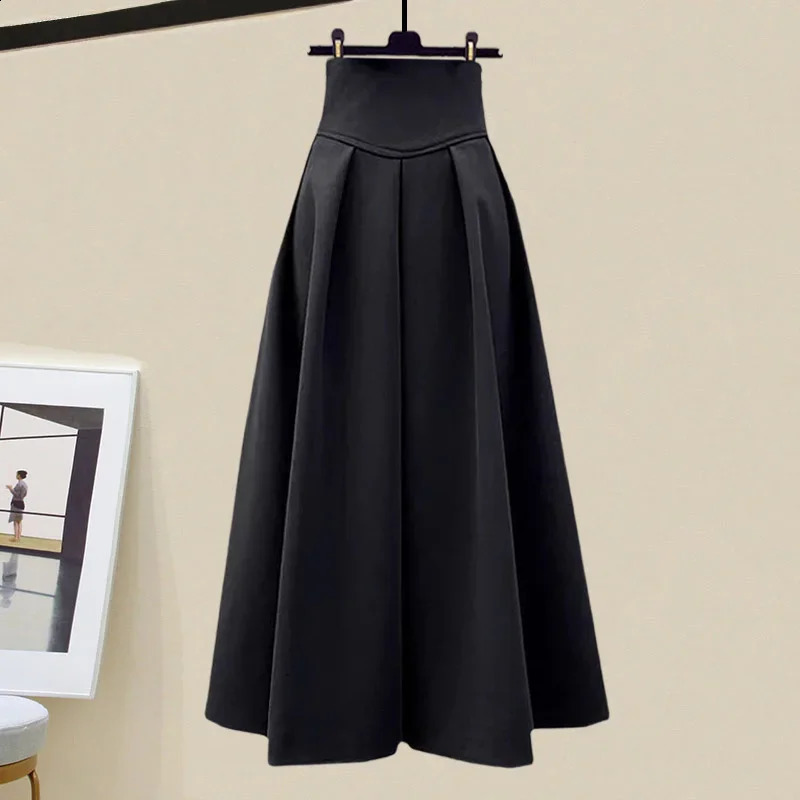 AutumnWinter High Quality Patch Work Jacket Coat Womens Black Half Sleeve Two Piece Dress Set 240828