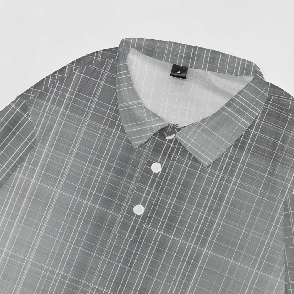 summer lapel golf retro plain polo shirt casual office sports gray short sleeved Tshirt 240828