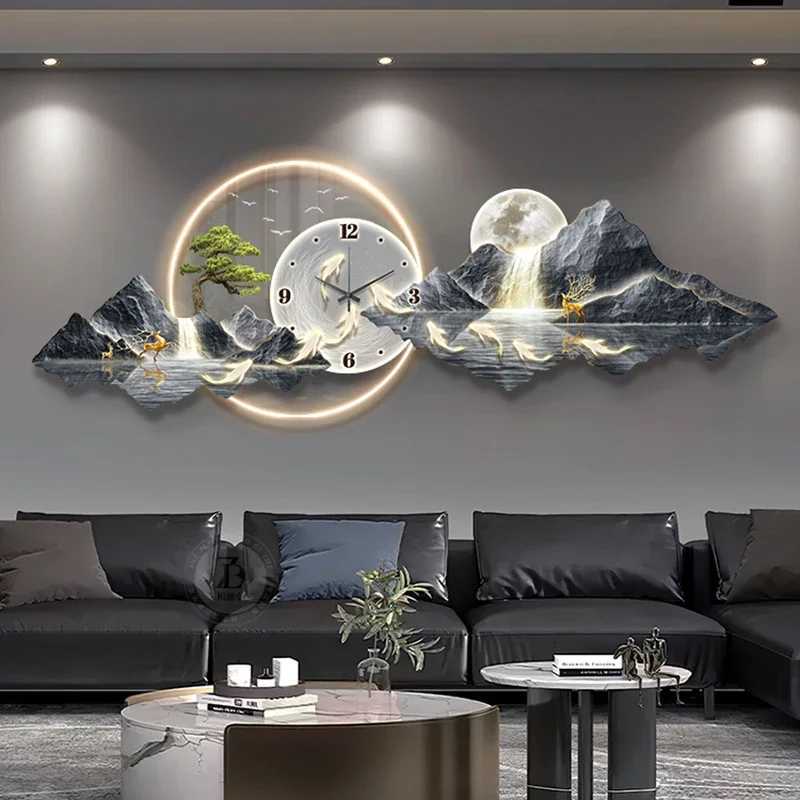 Wall Clocks Design a luxurious wall clock living room with LED aesthetics minimalism silent and fashionable Nordic tower mural home decorationX240829 