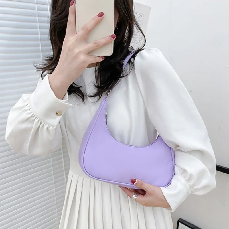 Fashion Simplicity Solid Color Shoulder Bag Women Underarm Ladies Tophandle Clutches Black Beige White Pink Handbag Pouch 240828
