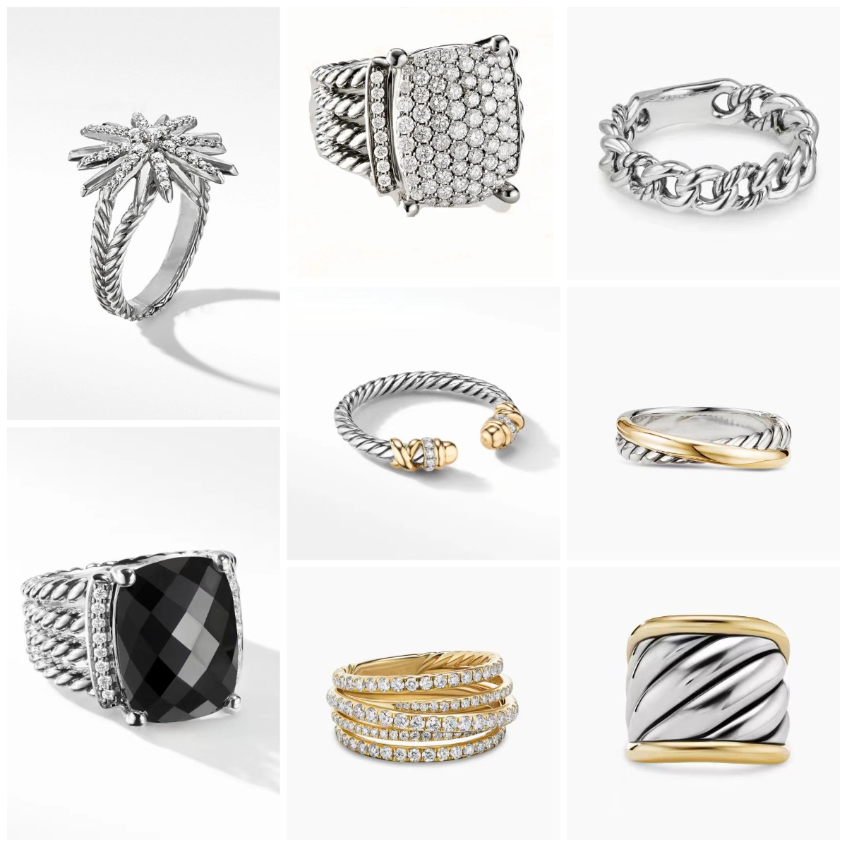 Retro designer ring twisted rope plated silver ring punk designer jewelry couple with diamond ring 20 choices size 6-9 Not fading