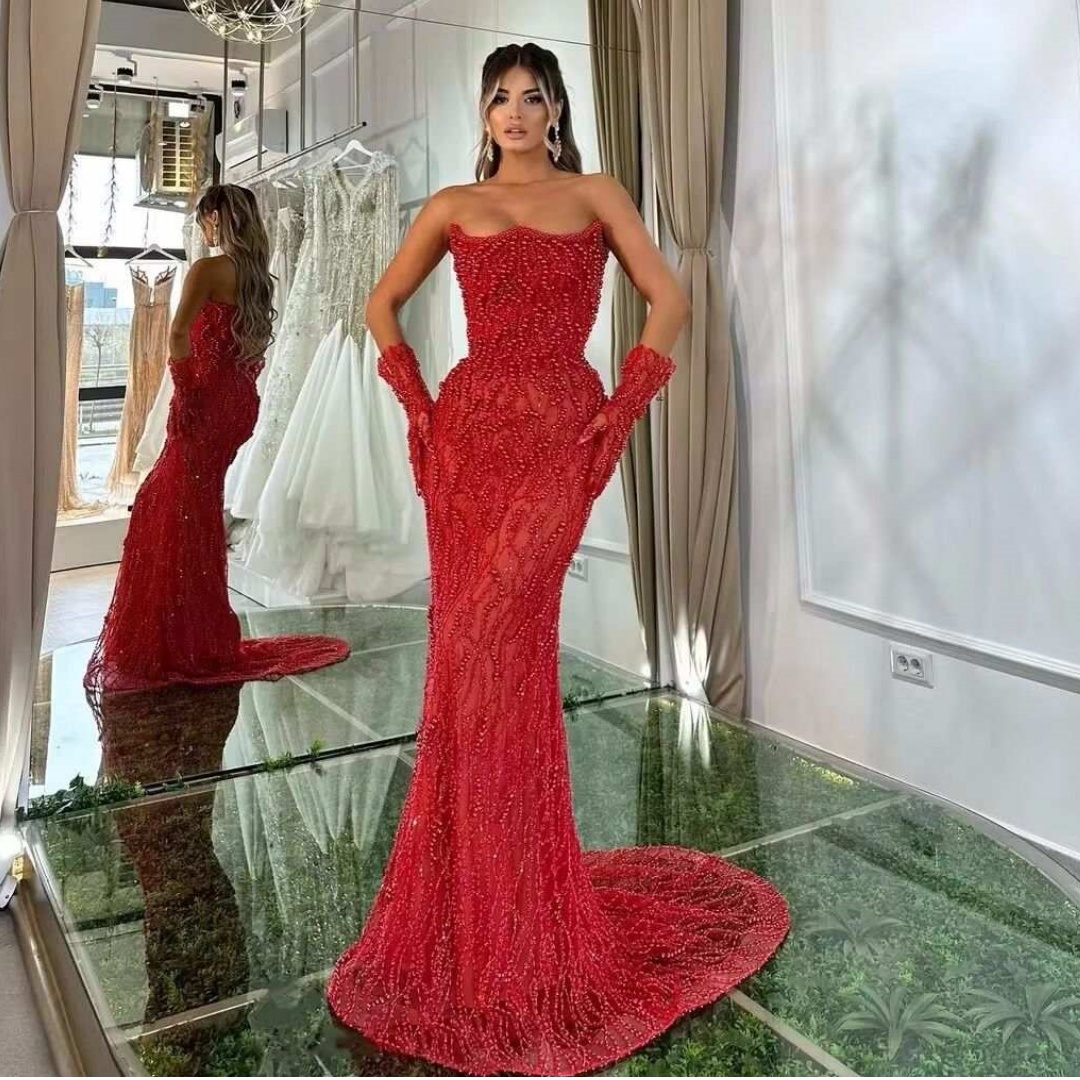Pearls Prom Dress Luxury Shine Evening Dress Brush trailing Sequins Bridal Gown Custom Made Sleeveless Plus Size Customized L241242