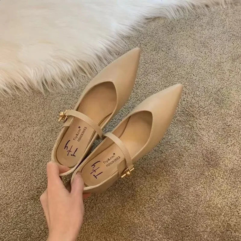 Womens Flat Candy Color Womens Round Toe Retro Single Shoes One Word Buckle Round Mary Jane Shoes Ballet Dancer Flat Mujer 240827