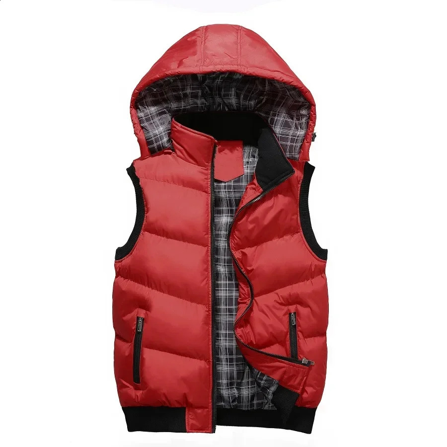 Mens Winter Tank Top Jacket Waterproof Thick Sleeveless Fashion Hoodie Casual Down 240828