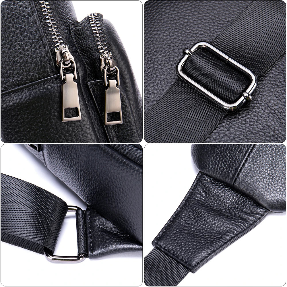 WESTAL Cowhide Genuine Leather Sling Bag Men Chest Bag Casual Traveling Chest Pack Black Mens Shoulder Bags er 240829