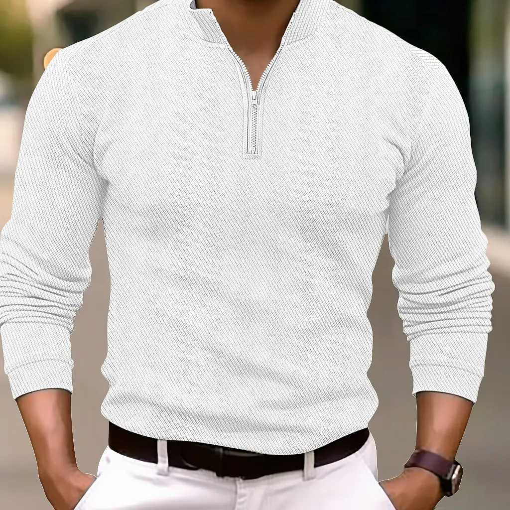Mens V-neck long Sve zipper sweatshirt hooded sweatshirt Spring and Autumn thin mens casual shirt 2024 W241106