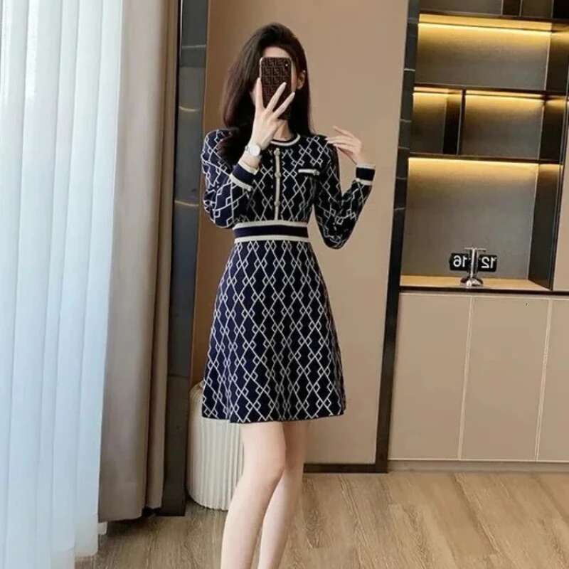 A e Female Knit Dress Chic and Elegant Pretty Cover Up Women's Crochet Dresses Knee Length Midi Trendy X Hot Casual Youth G