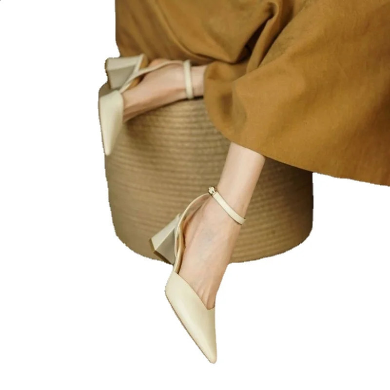Womens High Heels Backless Mary Jane Shoes Vintage Style High Heels Elegant Fashion Pointed Womens Sandals Shoes for Women 240827