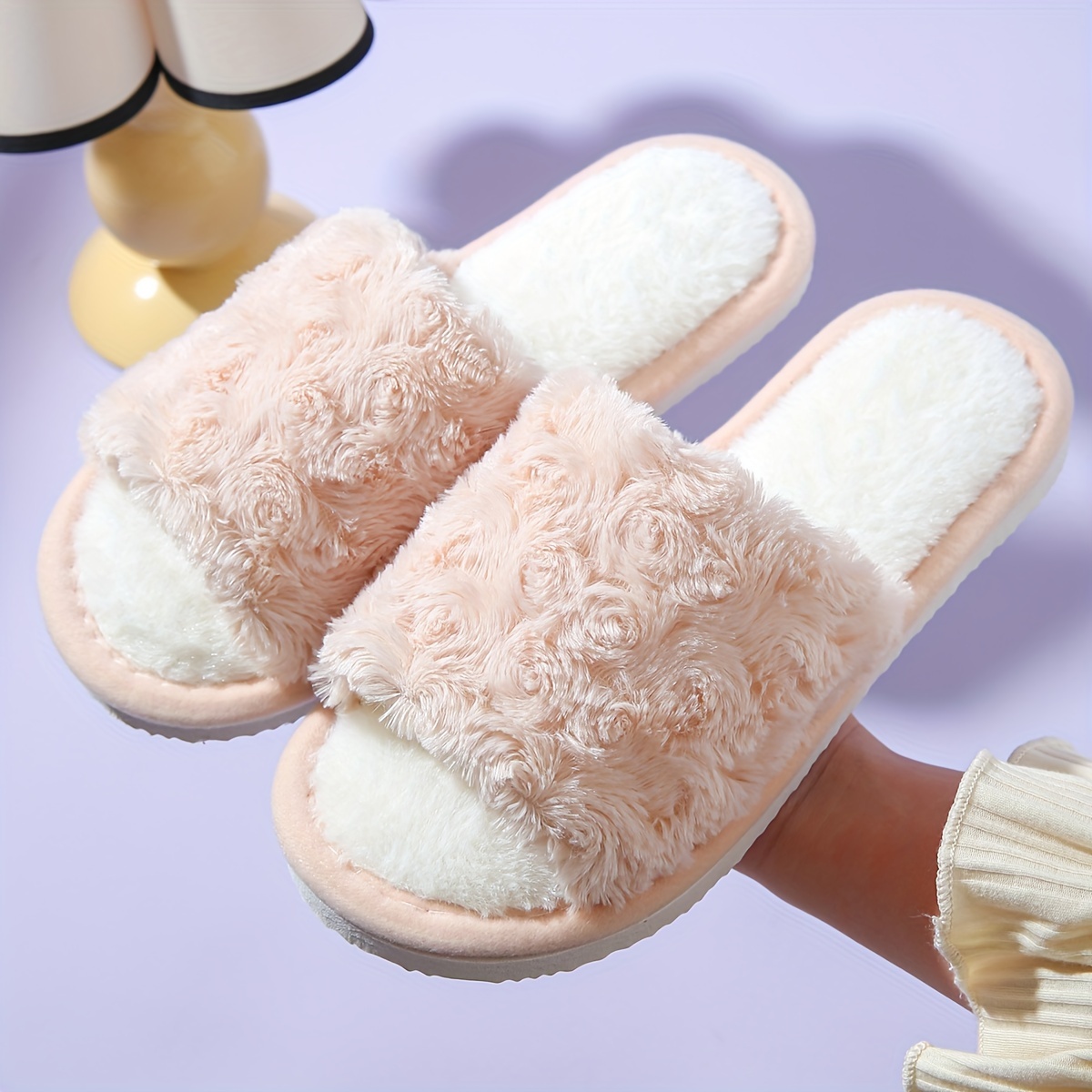 Cozy Floral Design Warm Slippers - Soft, Lightweight, Plush Lined, Non-Slip, Mute Sole, Indoor Shoes for Cold Winter Days - Perfect for Home, Lounge, 
