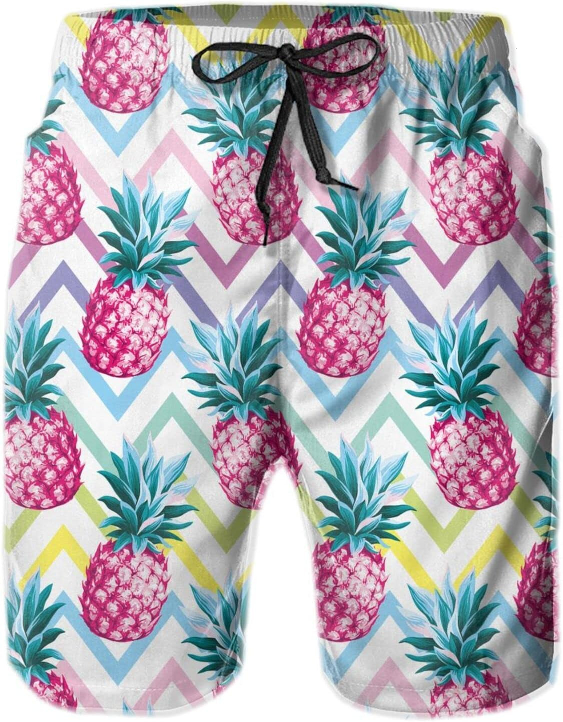 Mens Shorts 3D Printing Pattern Hawaii Pink Pineapple Swim Trunks Quick Dry Beach Pants For Men Casual Board Swimwear