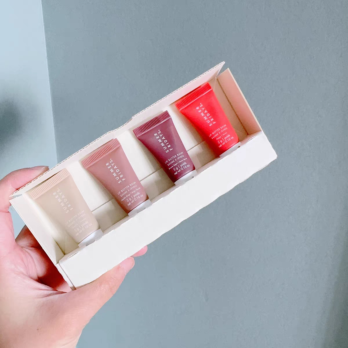Butter Balm Set 4Pcs Lipgloss 5G Mini Makeup Gift Box Moisturize Smooth Oil Jelly Lipsticks Beige Vanilla Brown Sugar 4 Colors SF Lip Care Cosmetics