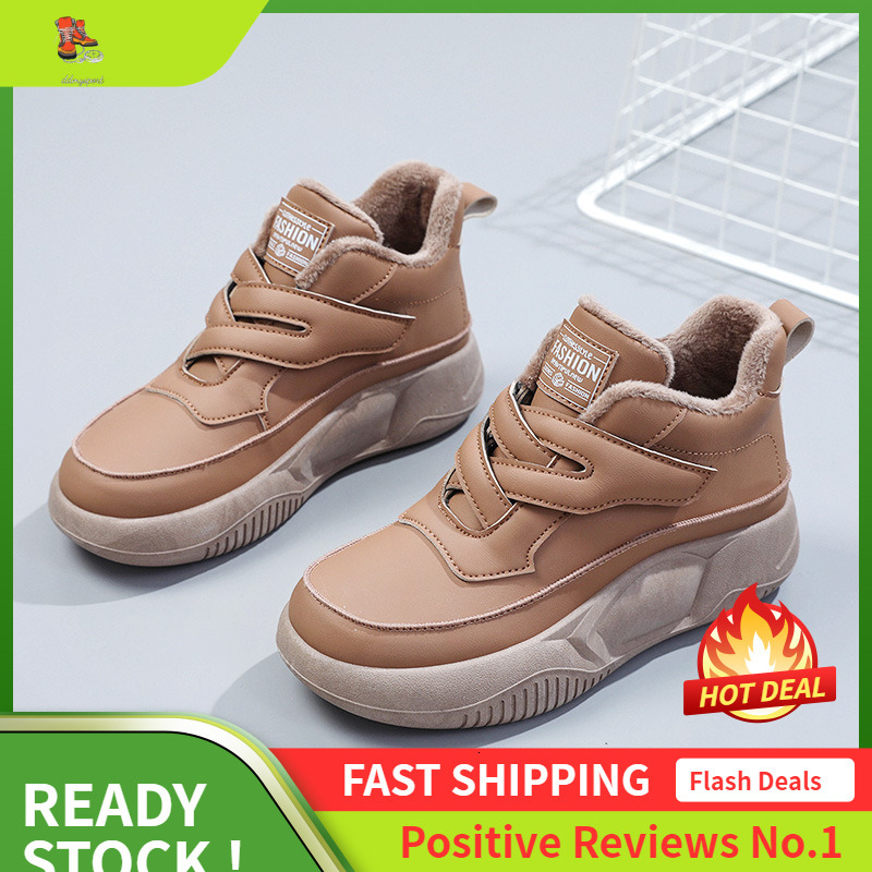 Ddmysports K Winter New White Women S Korean Edition Thick Bottom With Velvet For Warmth And Eight Increase Board Shoes Cotton OUTDOOR