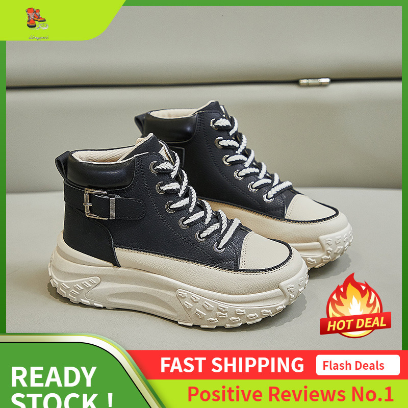 Ddmysports Autumn High Top White New Korean Version Ins Female Student Thick Sole Height Increasing Sports Board Shoes Casual Y OUTDOOR