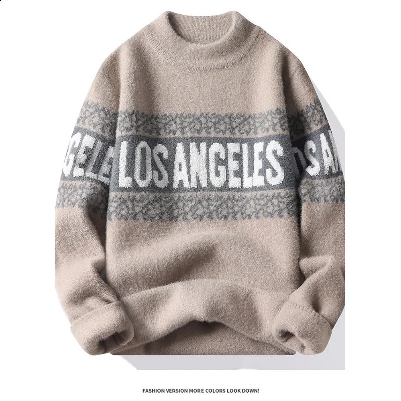 Mens Crystal Mink Sweater Knitted Fashion Letter Printed Pulling Comfortable Sweater 240829