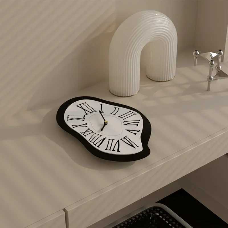 Nordic Interior Wall Clock Surreal Melting Distorted Clocks Luxury Modern Roman numerals Salvador Dali style Watch Wall DecorX240829