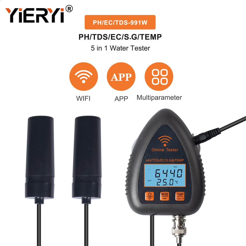 Yieryi Tuya WIFI Smart PH Meter PH TDS EC S.G Temp Water Quality Tester Online Aquarium Pool Hydroponics Data Logger Monitor 240827