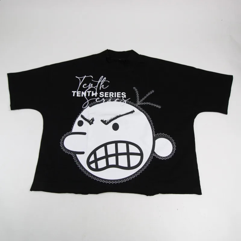 Cartoon Kid Graphic Print Short Sleeve TShirt Y2K Streetwear Harajuku Hip Hop Tenth Series Black No Tags 240829