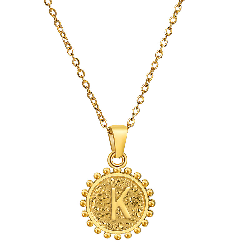 No Tarnish 18k Gold English Initial Name Necklace pendant Designer Jewelry Stainless Steel Alphabet Letter Love Heart Charm Necklaces for Women Gift F