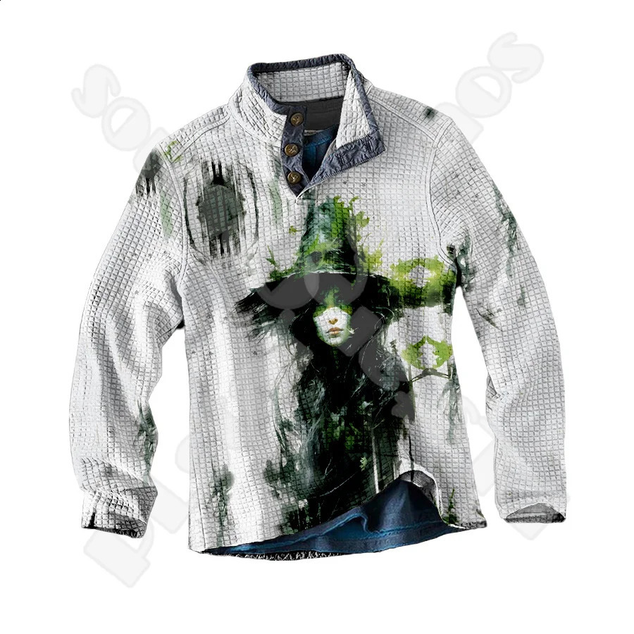 Halloween cartoon graffiti tattoo retro 3DPrint autumn winter Pullover Harajuku casual funny sweater long sleeved polo shirt 25 240829