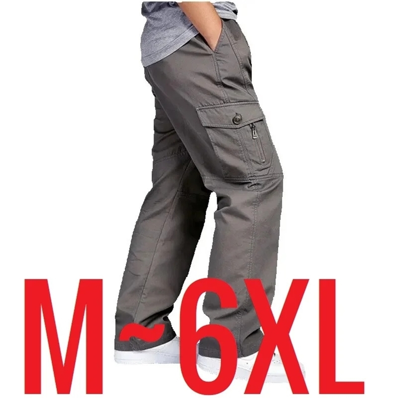Autumn Mens Plus Large Size 4XL 5XL 6XL Mens Cargo Pants Leisure Function Work Outdoor Pants Cotton Mens Trousers 240828