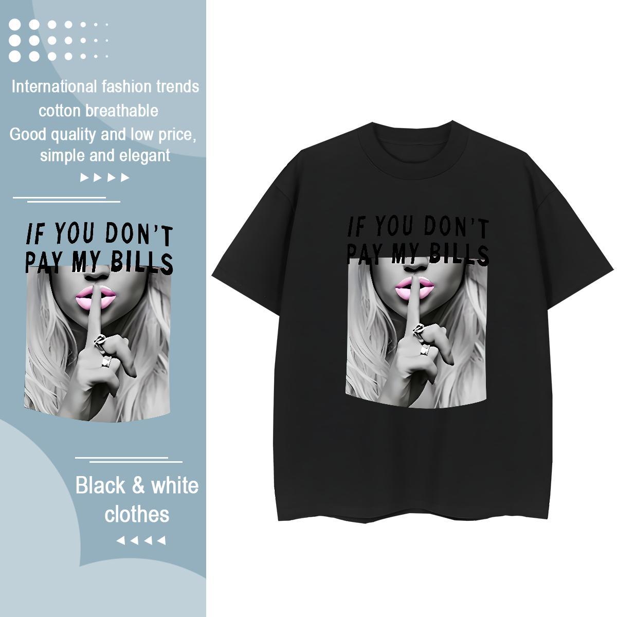 Lady Unisex Tshirts 230g Cotton letter High Street Hip Hop Women T Shirts Round Neck Short Sleeve Anime Polos