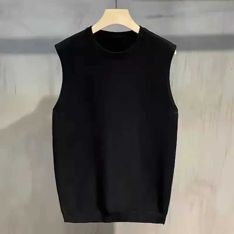 Autumnr and Winter Mens Knitted Vest Solid Color Waistcoat Sleeveless Korean Style Sweaters Male Loose Fit Harajuku KnitwearXJ250904
