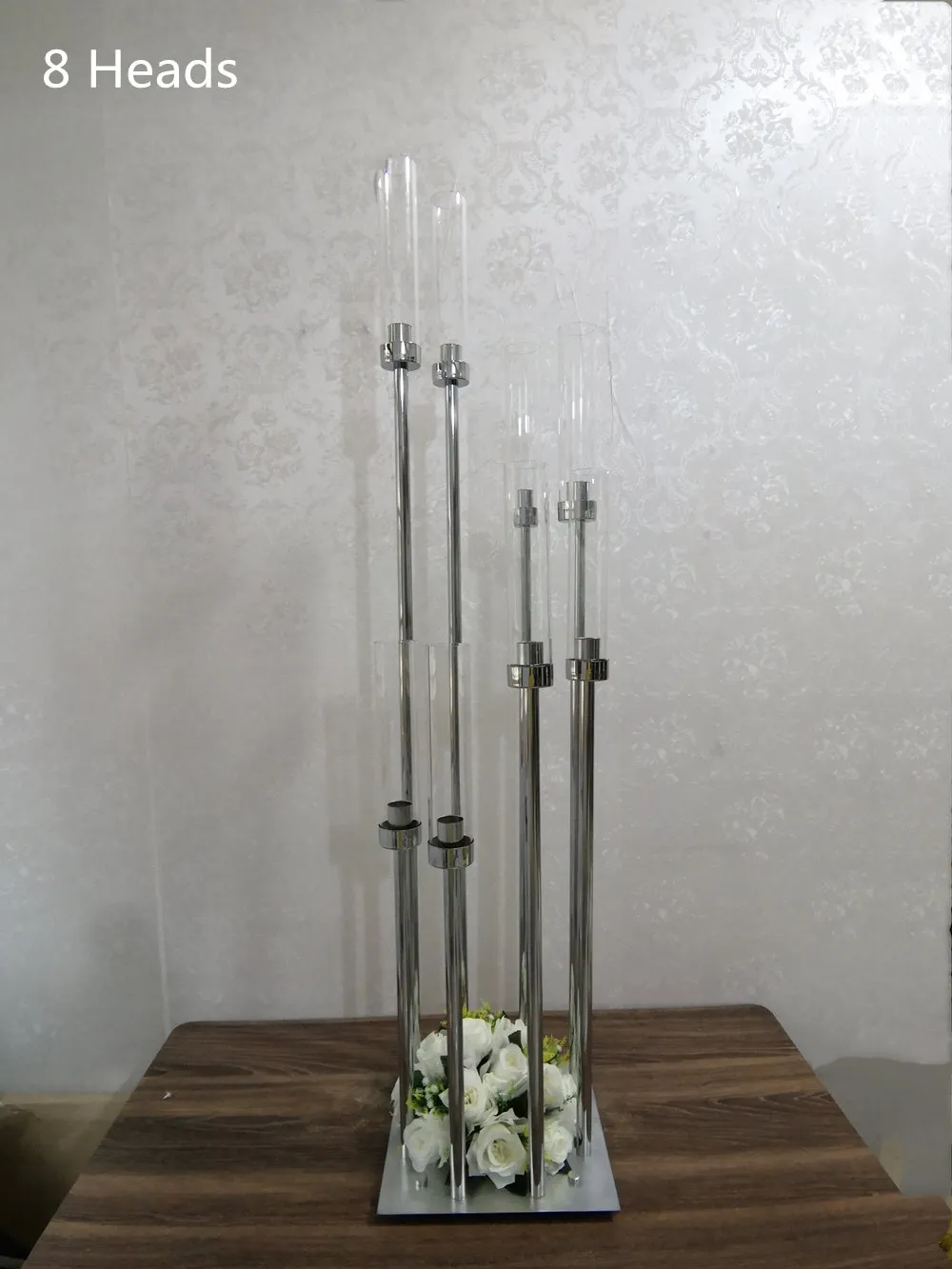8 Heads Metal Candelabra Candle Holders Road Lead Table Centerpiece Gold Candelabrum Stand Pillar Candlestick For wedding High-end H260310