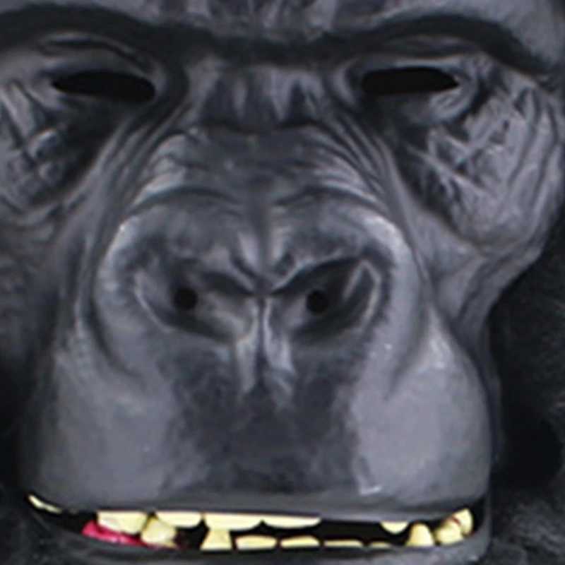 Halloween Black Gorillas Full Head Mask Latex 3D Animal Headgear for Party Festival Supplies Y240829