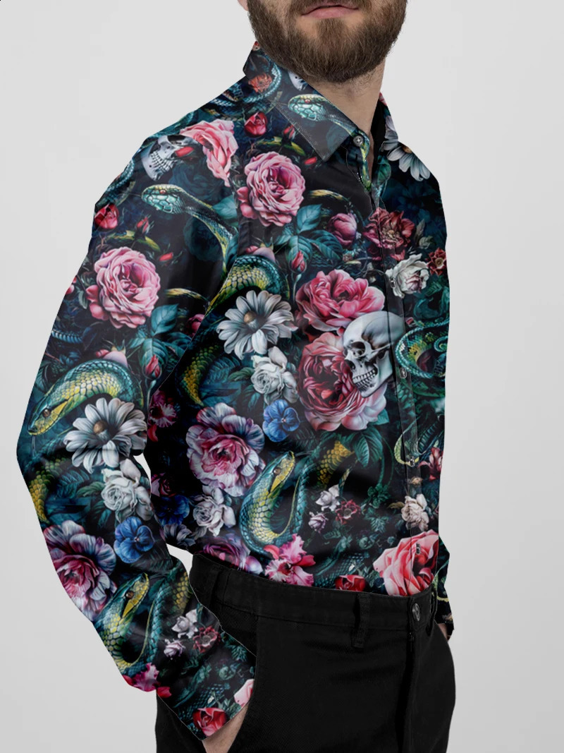Spring and Autumn Outdoor Halloween Mens Casual Ghost Pumpkin Pattern Boat Neck Button Long Sleeve Pattern Costu Top 240829