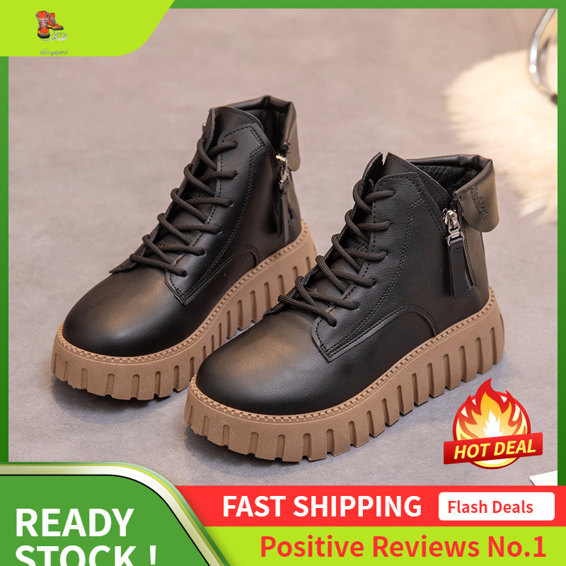Ddmysports ZY New Women S Casual Thick Sole Igh Eight Shoes Sponge Cake Student Simple Zipper Martin OUTDOOR
