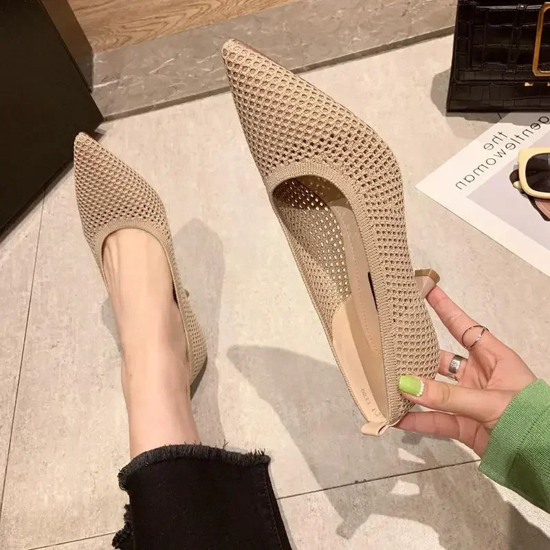 Womens Pump Summer Comfortable Mesh Breathable Womens Shoes Triangle High Heels Party Stills Sexy Single High Heels Style 240827