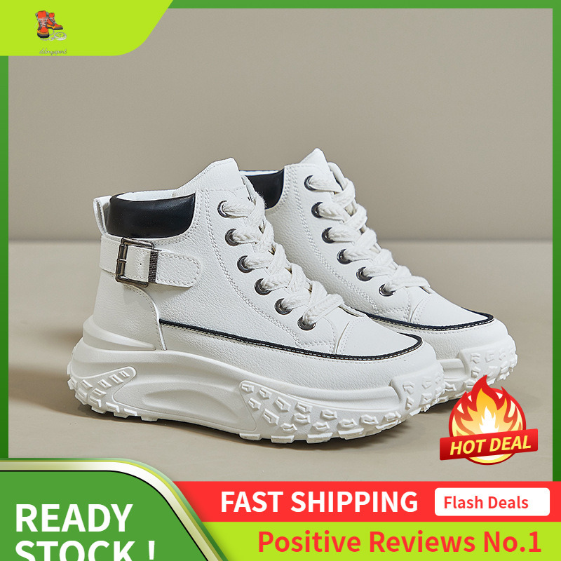 Ddmysports Autumn High Top White New Korean Version Ins Female Student Thick Sole Height Increasing Sports Board Shoes Casual Y OUTDOOR