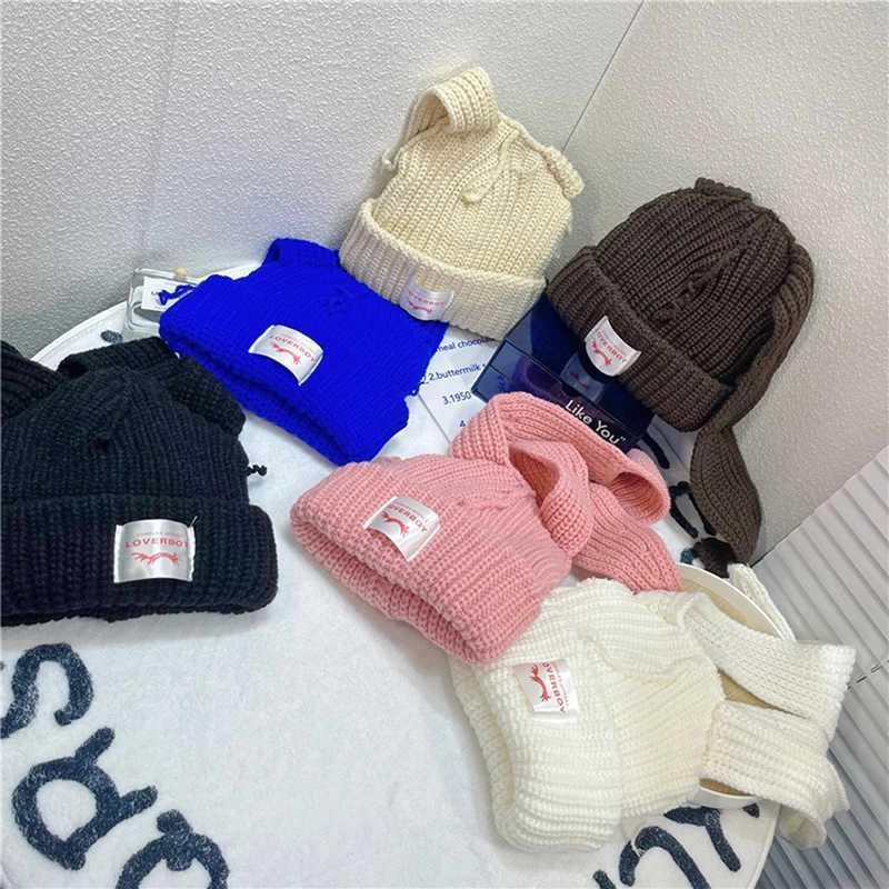 Cute Rabbit Long Ear Hat Knitted Hat Warm Cap Knit Letter Cap Unisex Cap Beanie Long Ear Hat Crochet Knitted Bunny Hat X250212